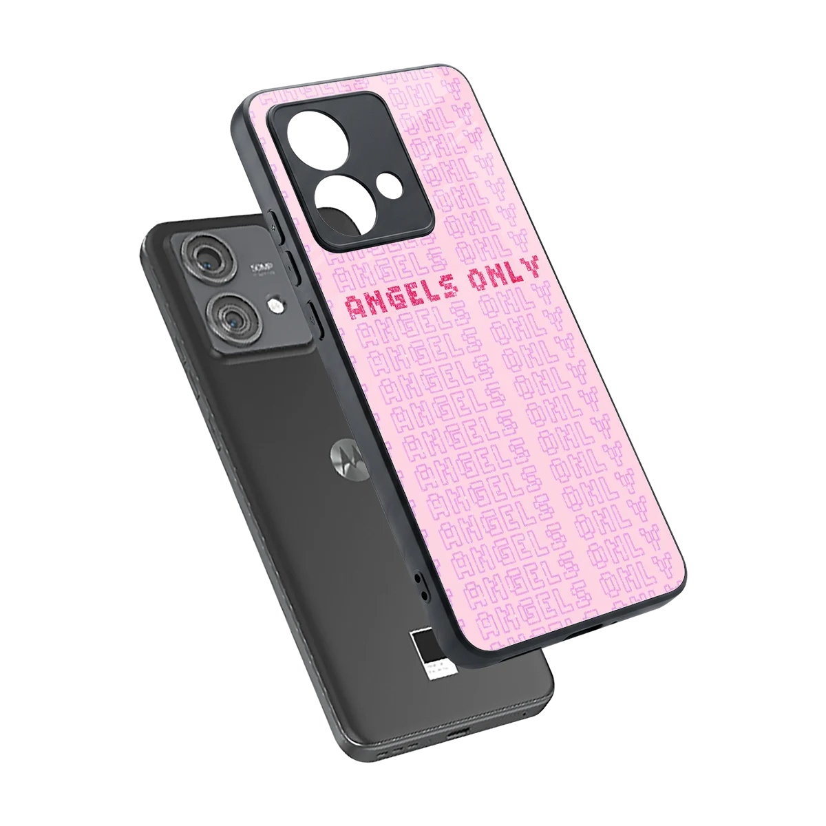 Angels Only sleek motorola edge 40 neo 5g cover with tempered glass back and TPU edges