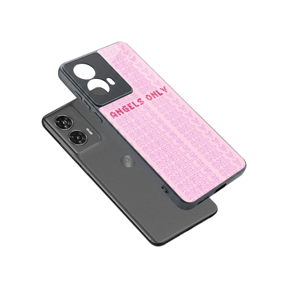 Angels Only sleek motorola edge 50 fusion cover with tempered glass back and TPU edges