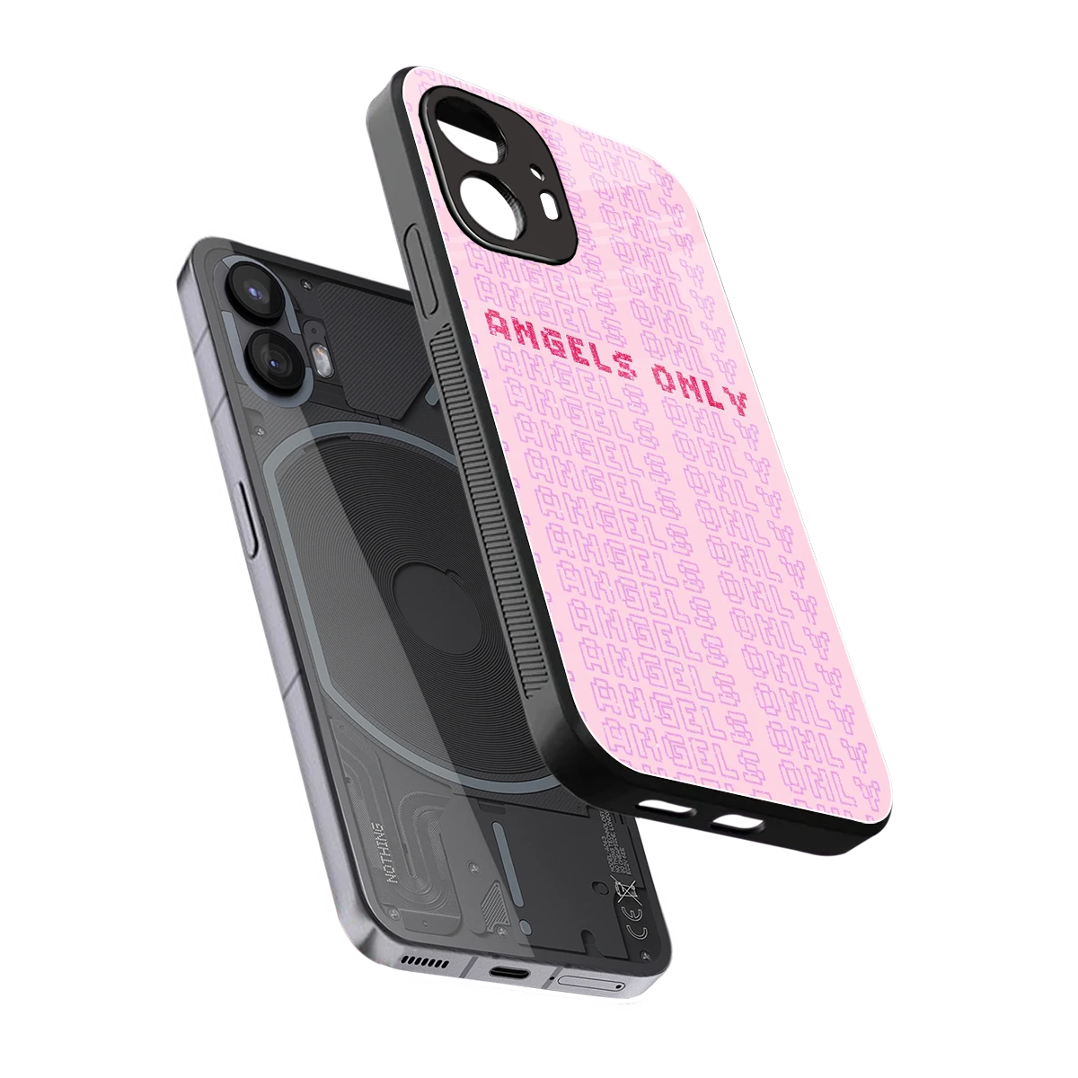 Angels Only sleek nothing phone 2 cover with tempered glass back and TPU edges