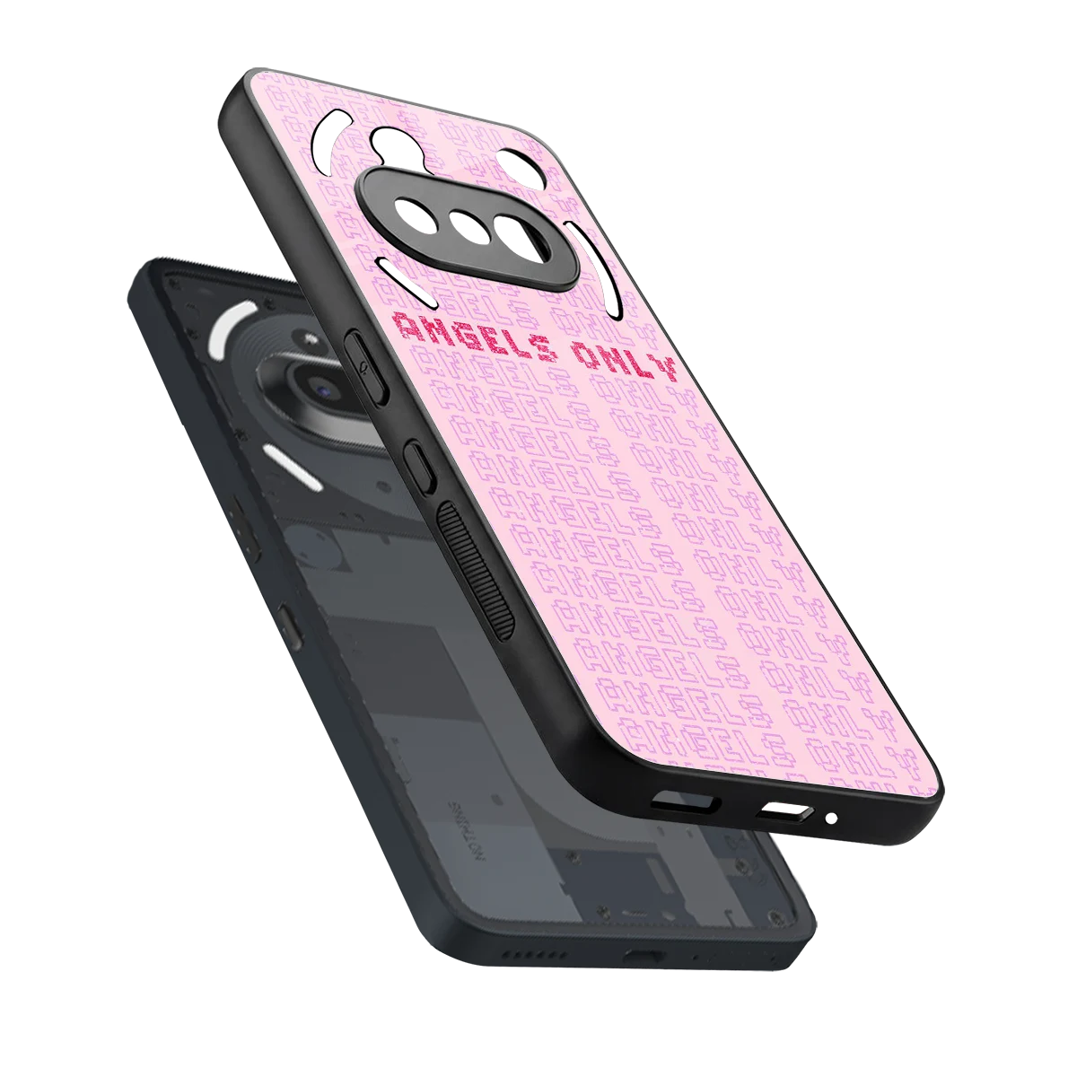 Angels Only sleek nothing phone 3a cover with tempered glass back and TPU edges