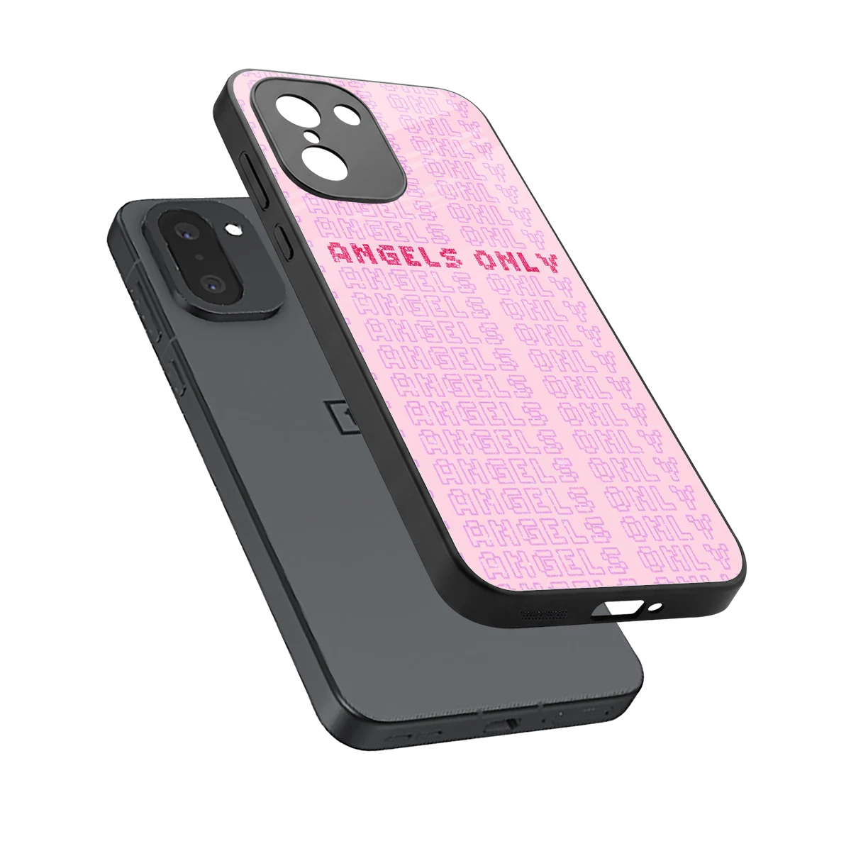Angels Only sleek oneplus 15r cover with tempered glass back and TPU edges