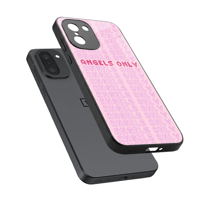 Angels Only sleek oneplus 15r cover with tempered glass back and TPU edges