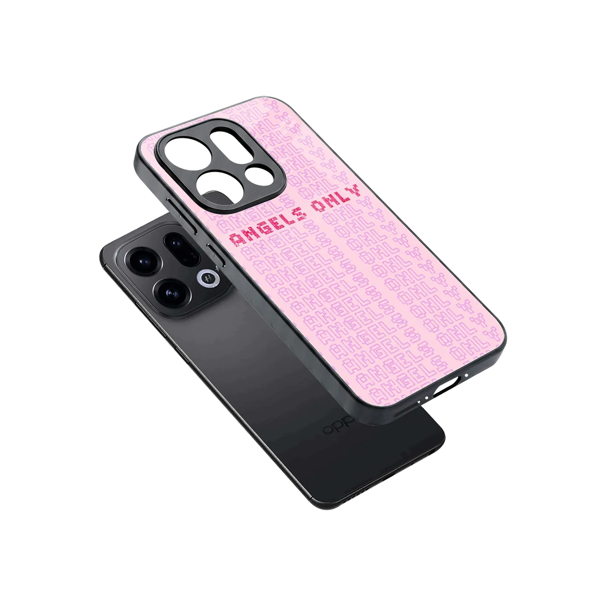Angels Only sleek oppo find x9 cover with tempered glass back and TPU edges