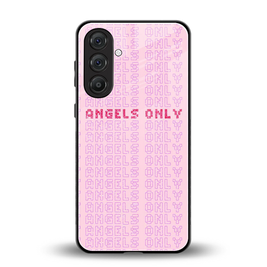 Angels Only back phone cover | glass case for samsung galaxy m36 5g