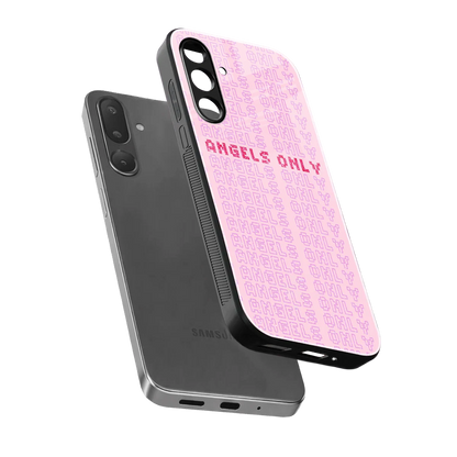 Angels Only sleek samsung galaxy m56 5g cover with tempered glass back and TPU edges