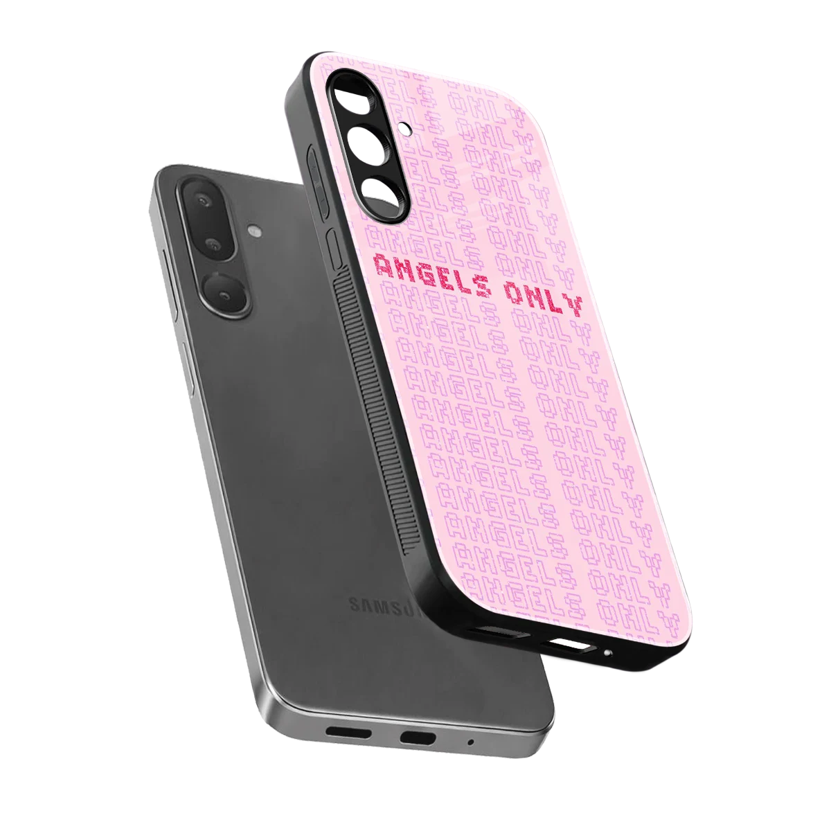 Angels Only sleek samsung galaxy m36 5g cover with tempered glass back and TPU edges