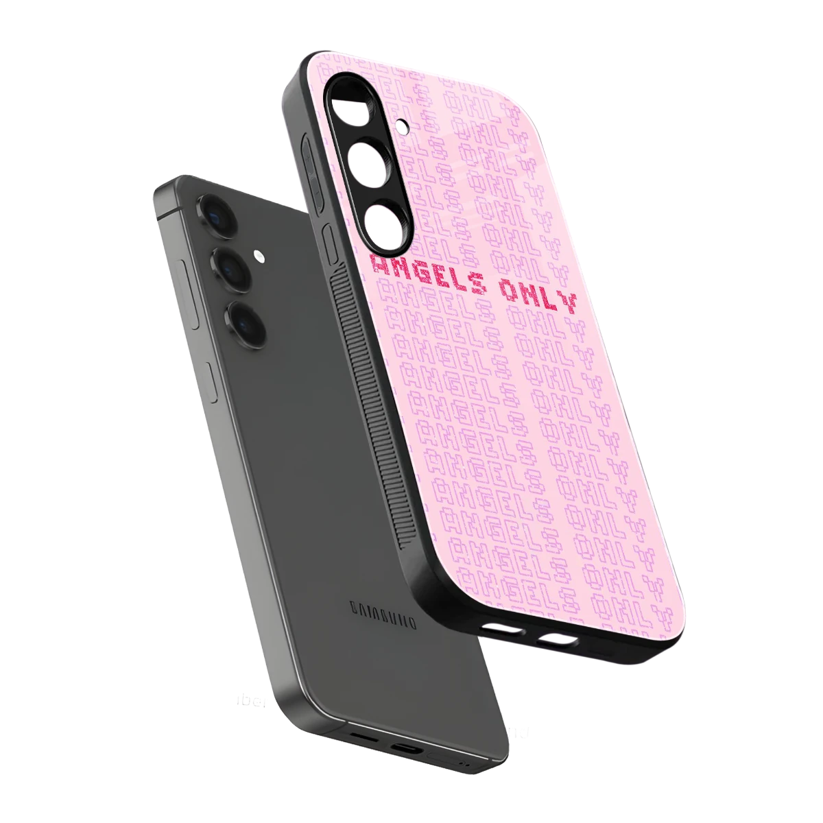 Angels Only sleek samsung galaxy s24 cover with tempered glass back and TPU edges