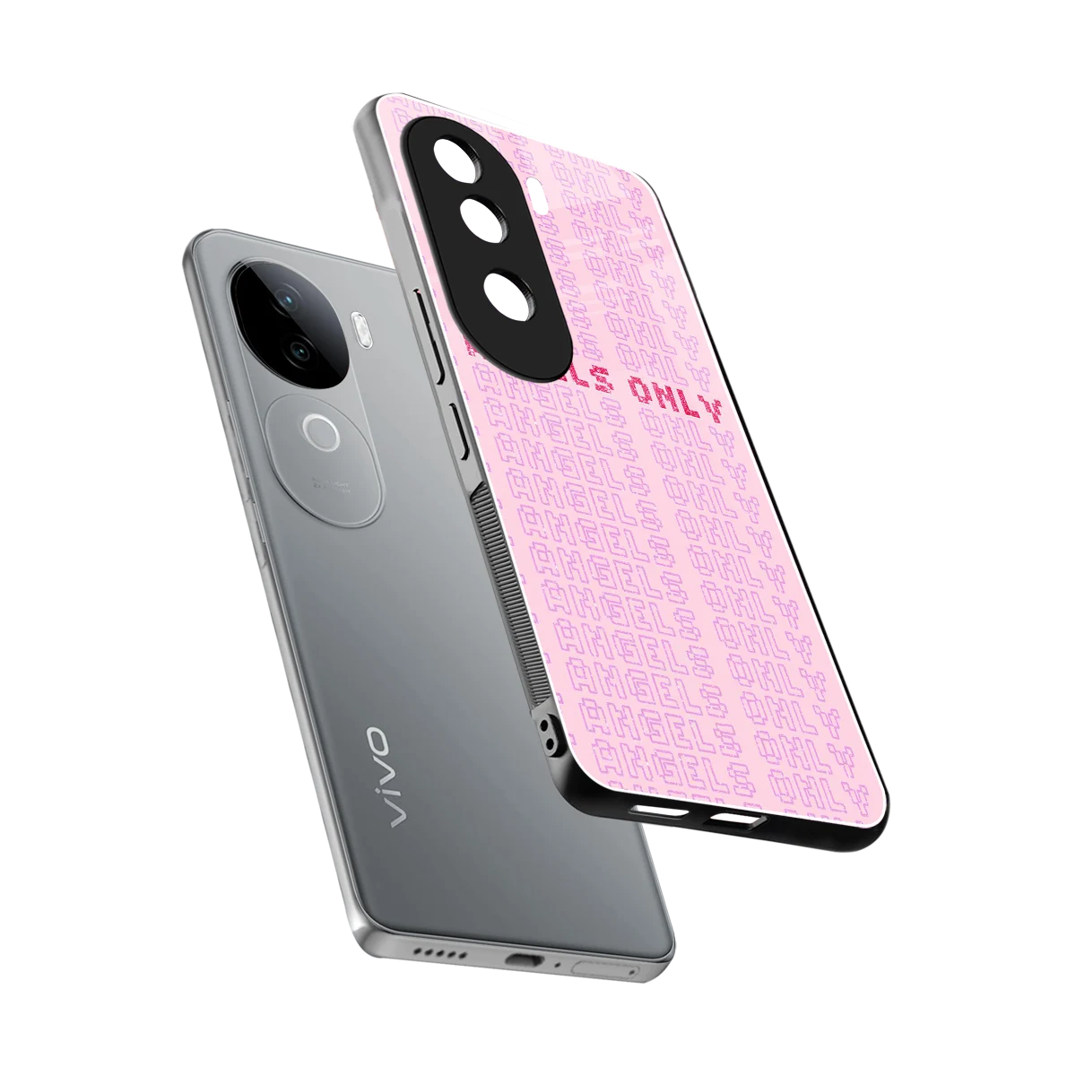 Angels Only sleek vivo v40e cover with tempered glass back and TPU edges