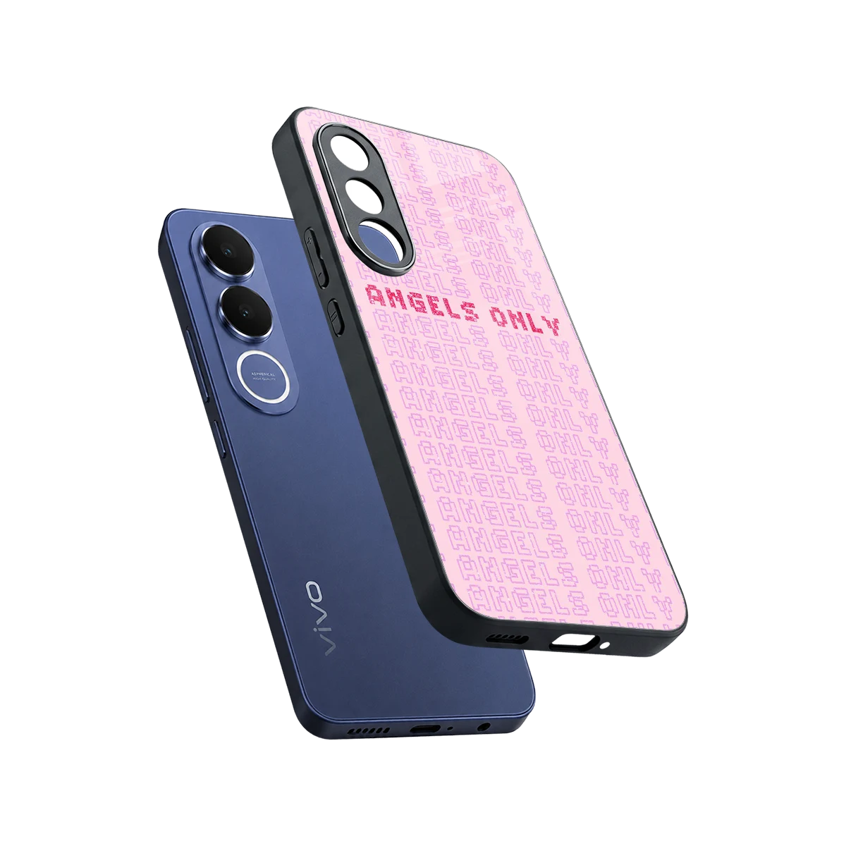 Angels Only sleek vivo v70 fe cover with tempered glass back and TPU edges