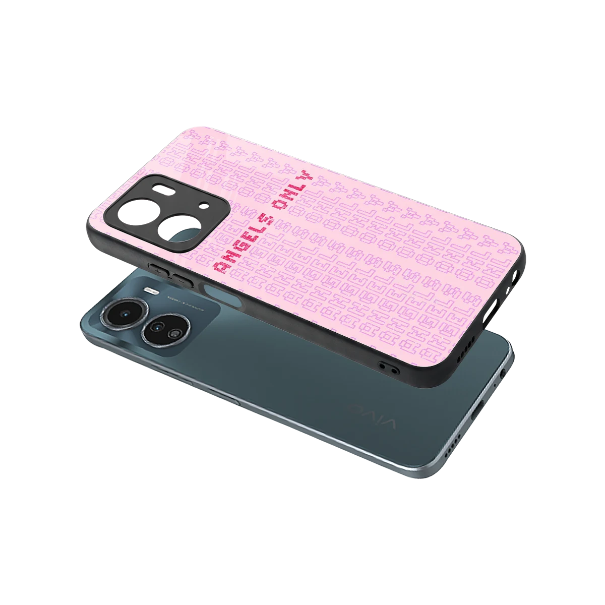 Angels Only sleek vivo y16 cover with tempered glass back and TPU edges