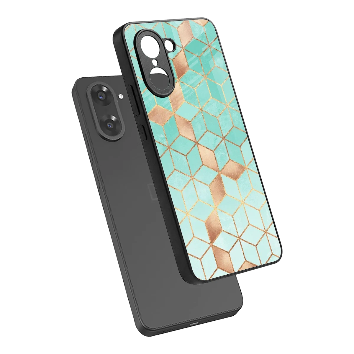 Aqua Mosaic sleek oneplus nord ce5 5g cover with tempered glass back and TPU edges