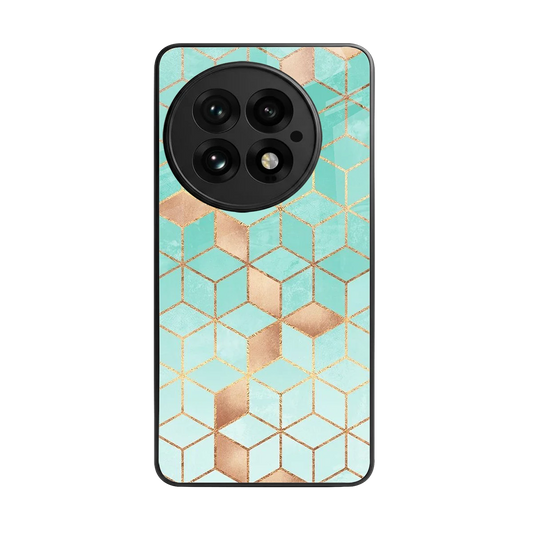 Aqua Mosaic back phone cover | glass case for oneplus 13
