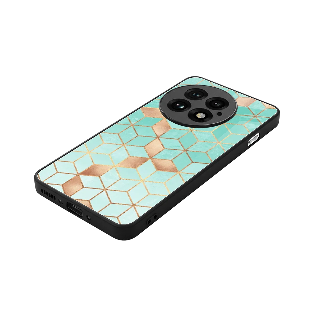 Aqua Mosaic stylish phone case for oneplus 13 | glossy glass and slim fit