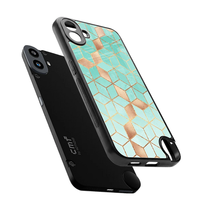 Aqua Mosaic sleek cmf nothing phone 1 cover with tempered glass back and TPU edges