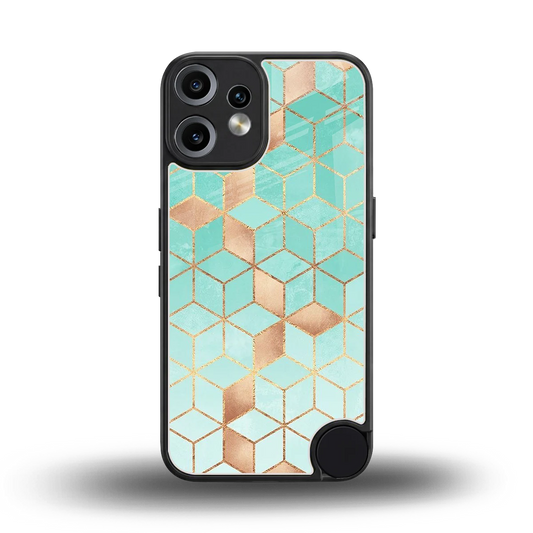 Aqua Mosaic back phone cover | glass case for cmf nothing phone 2 pro