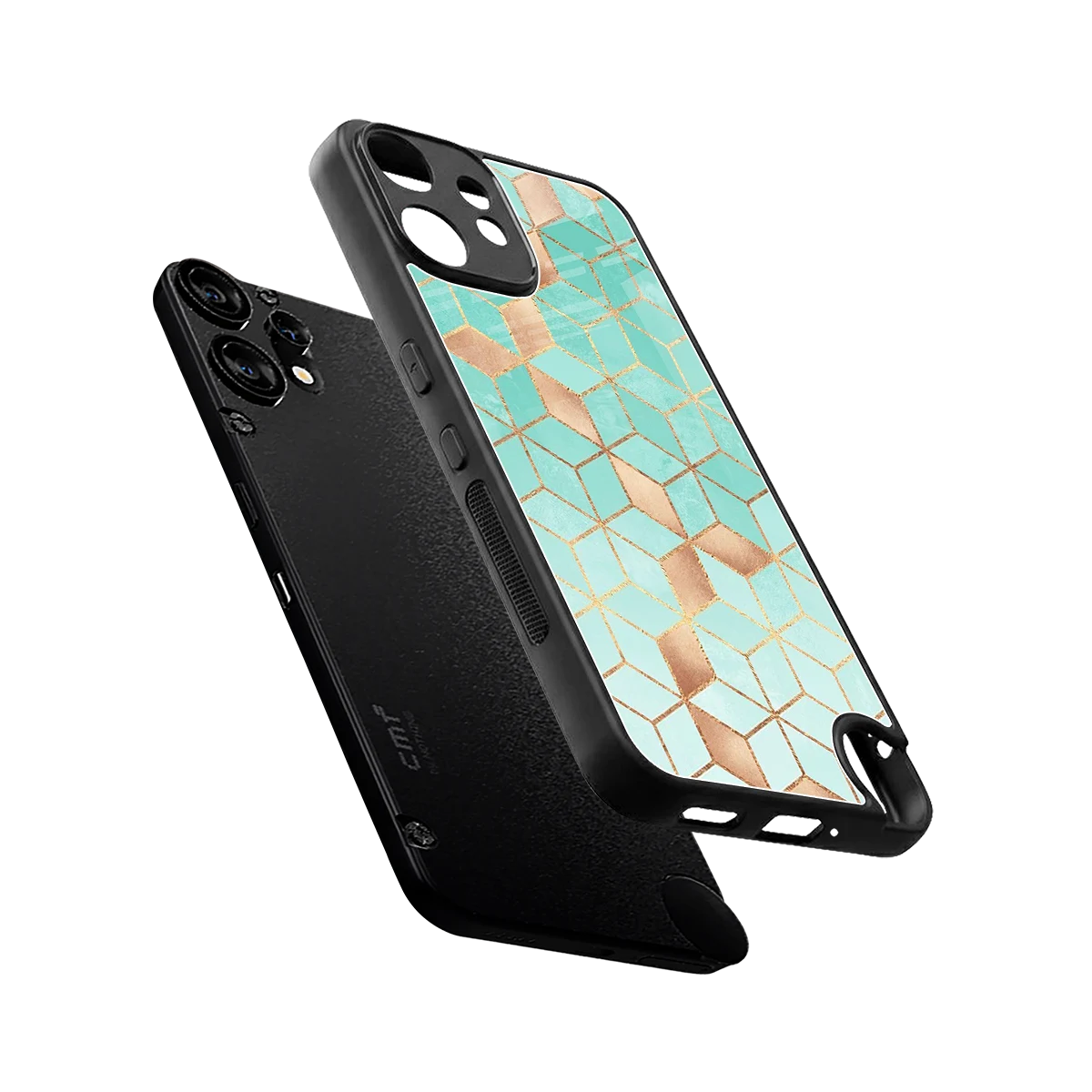 Aqua Mosaic sleek cmf nothing phone 2 pro cover with tempered glass back and TPU edges