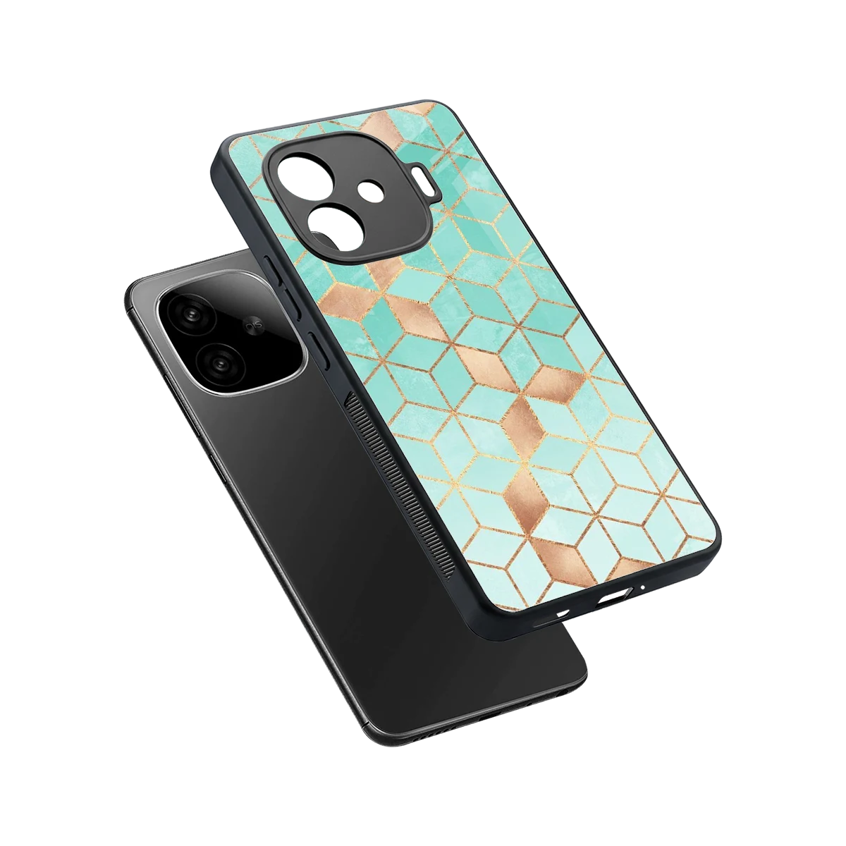 Aqua Mosaic sleek iqoo neo 10r 5g cover with tempered glass back and TPU edges