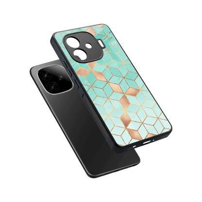 Aqua Mosaic sleek iqoo neo 10r 5g cover with tempered glass back and TPU edges