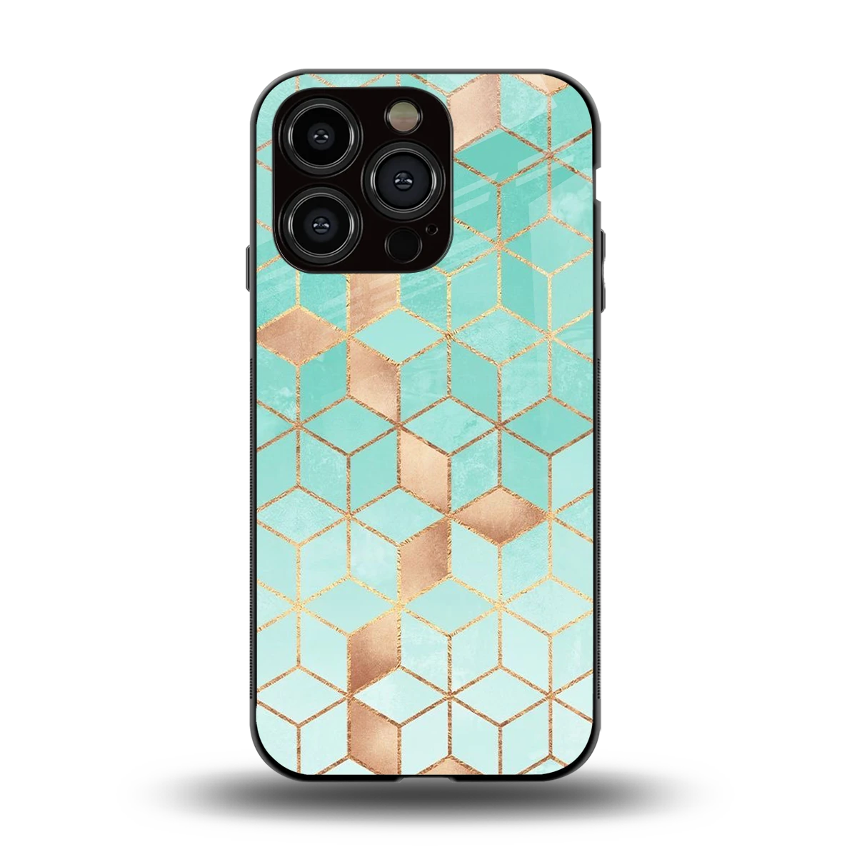 Aqua Mosaic back phone cover | glass case for iphone 13 pro