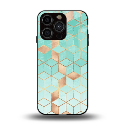 Aqua Mosaic back phone cover | glass case for iphone 13 pro