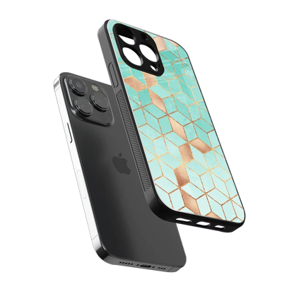 Aqua Mosaic sleek iphone 13 pro cover with tempered glass back and TPU edges