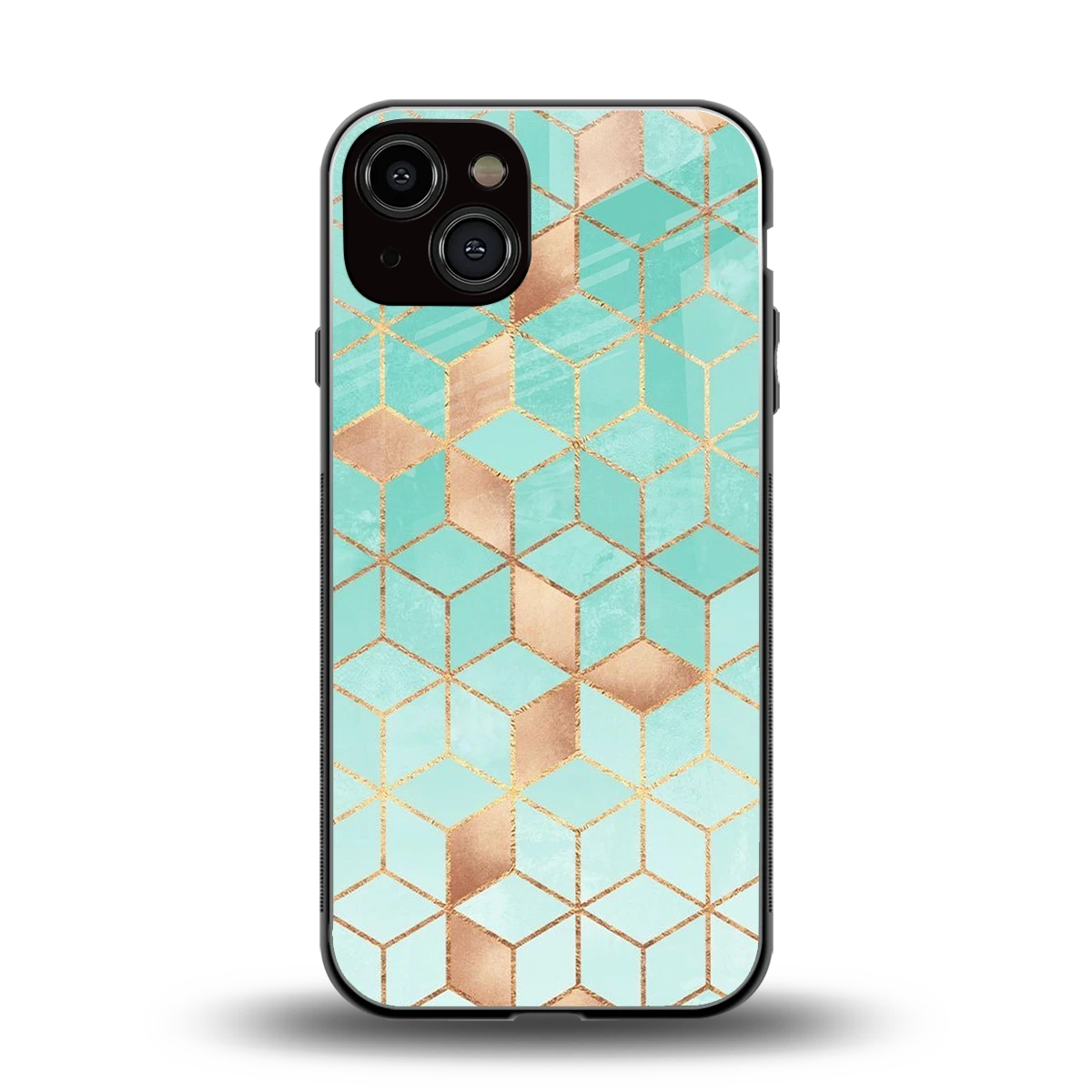 Aqua Mosaic back phone cover | glass case for iphone 13