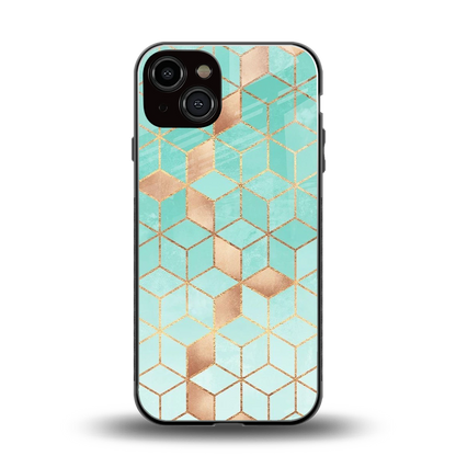 Aqua Mosaic back phone cover | glass case for iphone 14