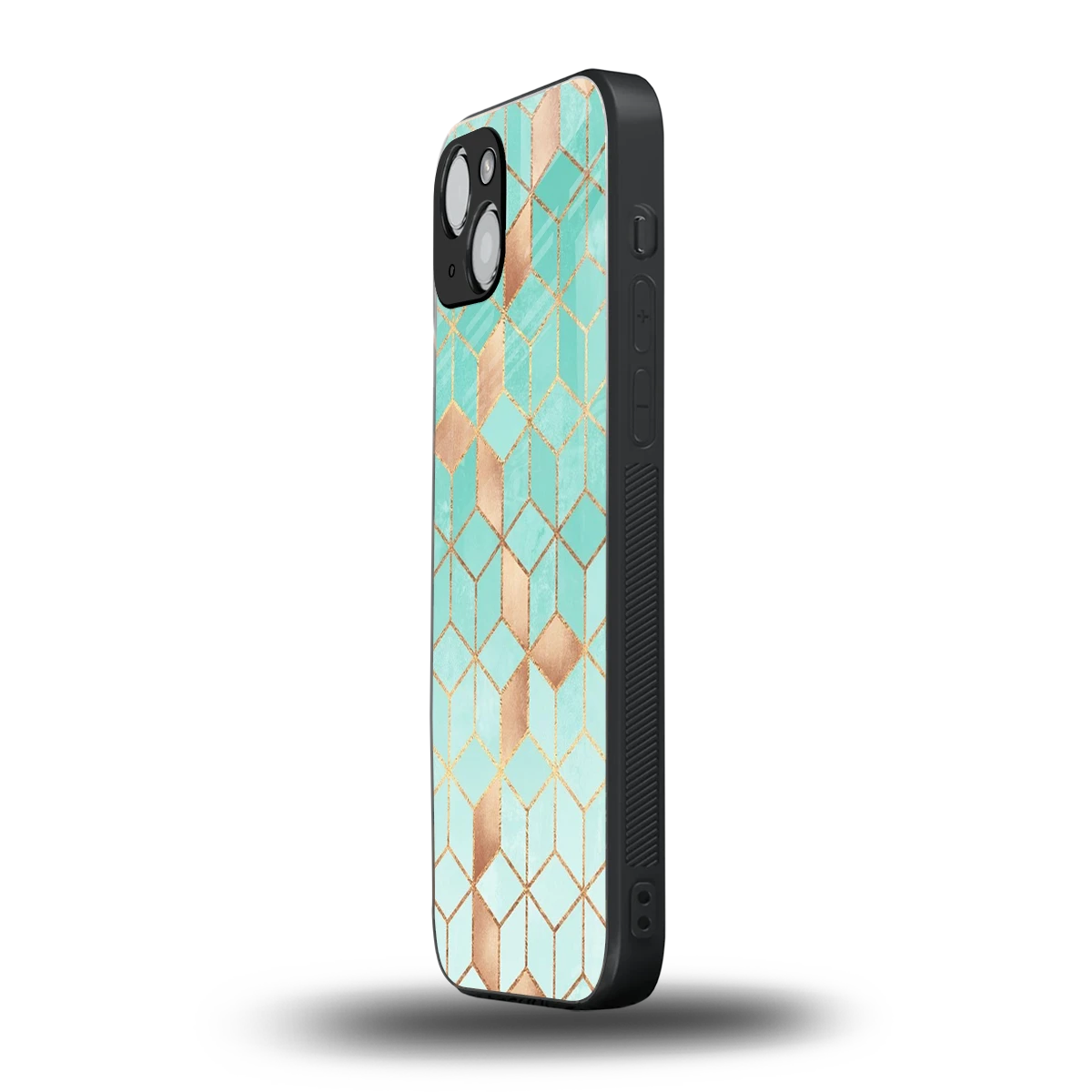Aqua Mosaic iphone 14 plus mobile cover | shockproof glass phone case