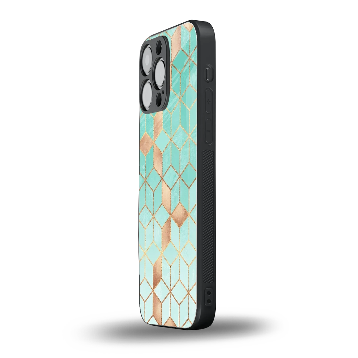 Aqua Mosaic iphone 15 pro max mobile cover | shockproof glass phone case