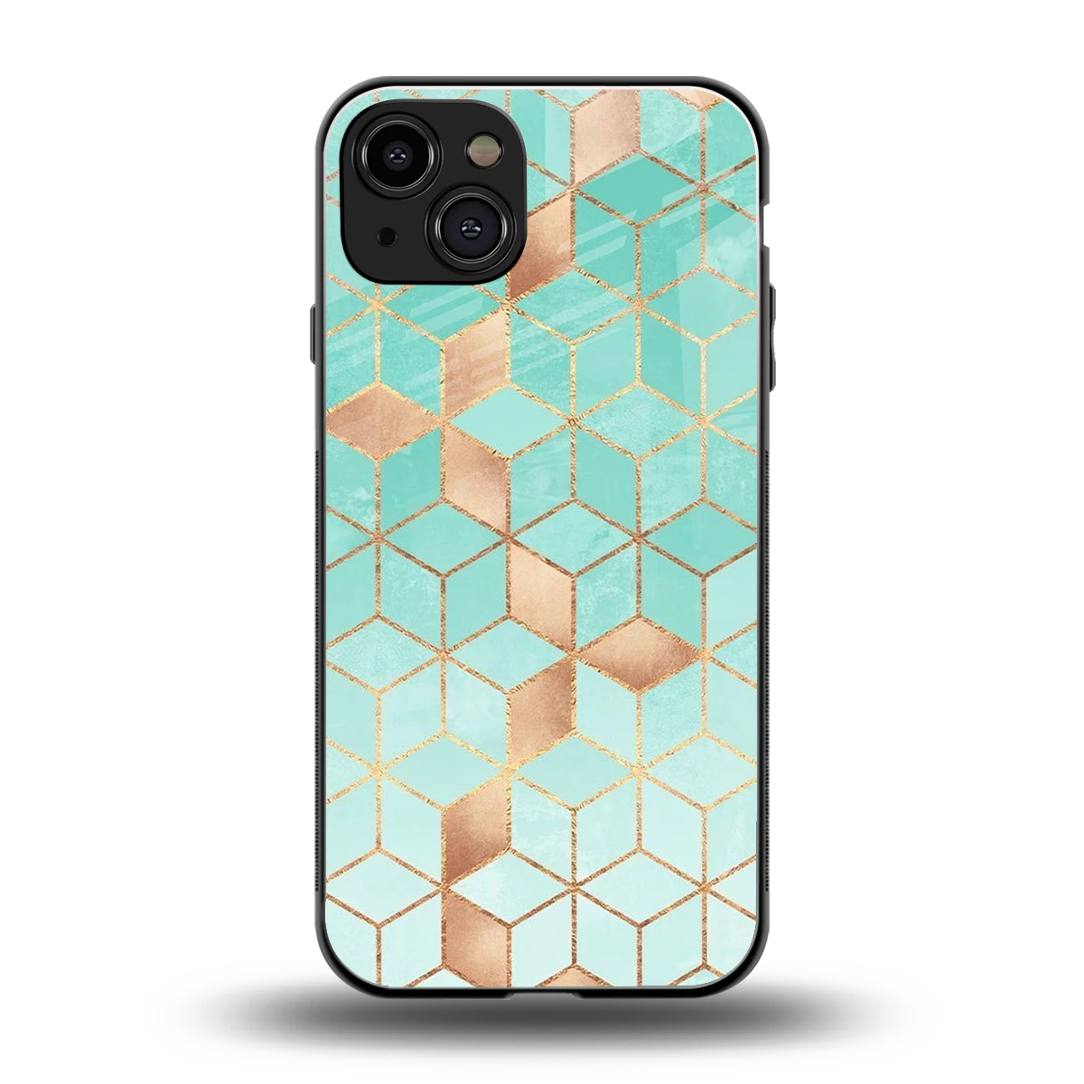 Aqua Mosaic back phone cover | glass case for iphone 15