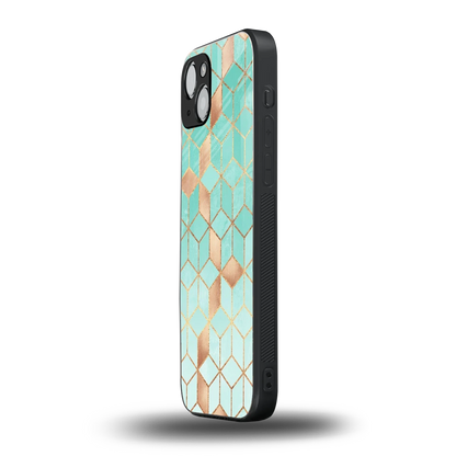 Aqua Mosaic iphone 15 mobile cover | shockproof glass phone case