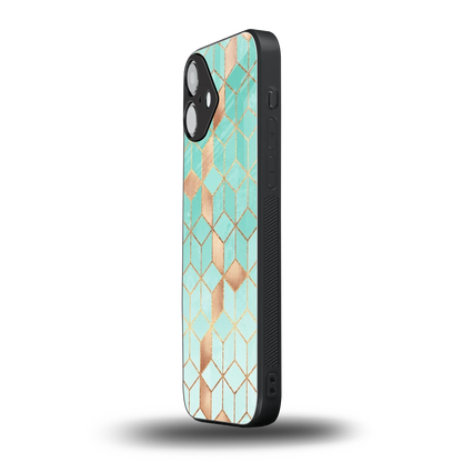 Aqua Mosaic iphone 16 plus mobile cover | shockproof glass phone case