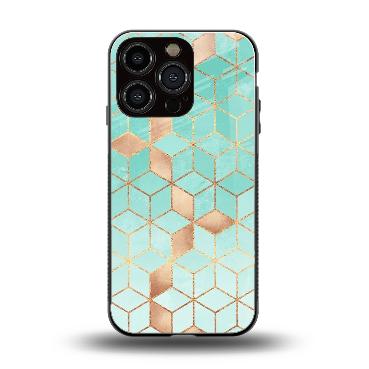 Aqua Mosaic back phone cover | glass case for iphone 16 pro