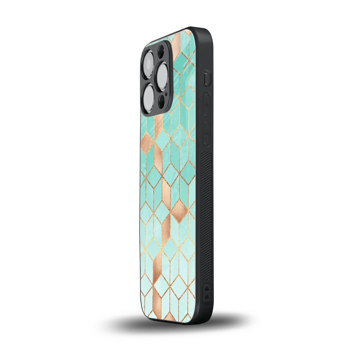Aqua Mosaic iphone 16 pro mobile cover | shockproof glass phone case