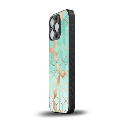 Aqua Mosaic iphone 16 pro mobile cover | shockproof glass phone case