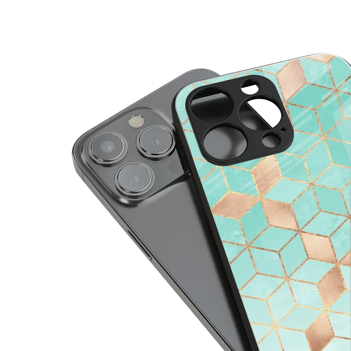 Aqua Mosaic stylish phone case for iphone 14 plus | glossy glass and slim fit