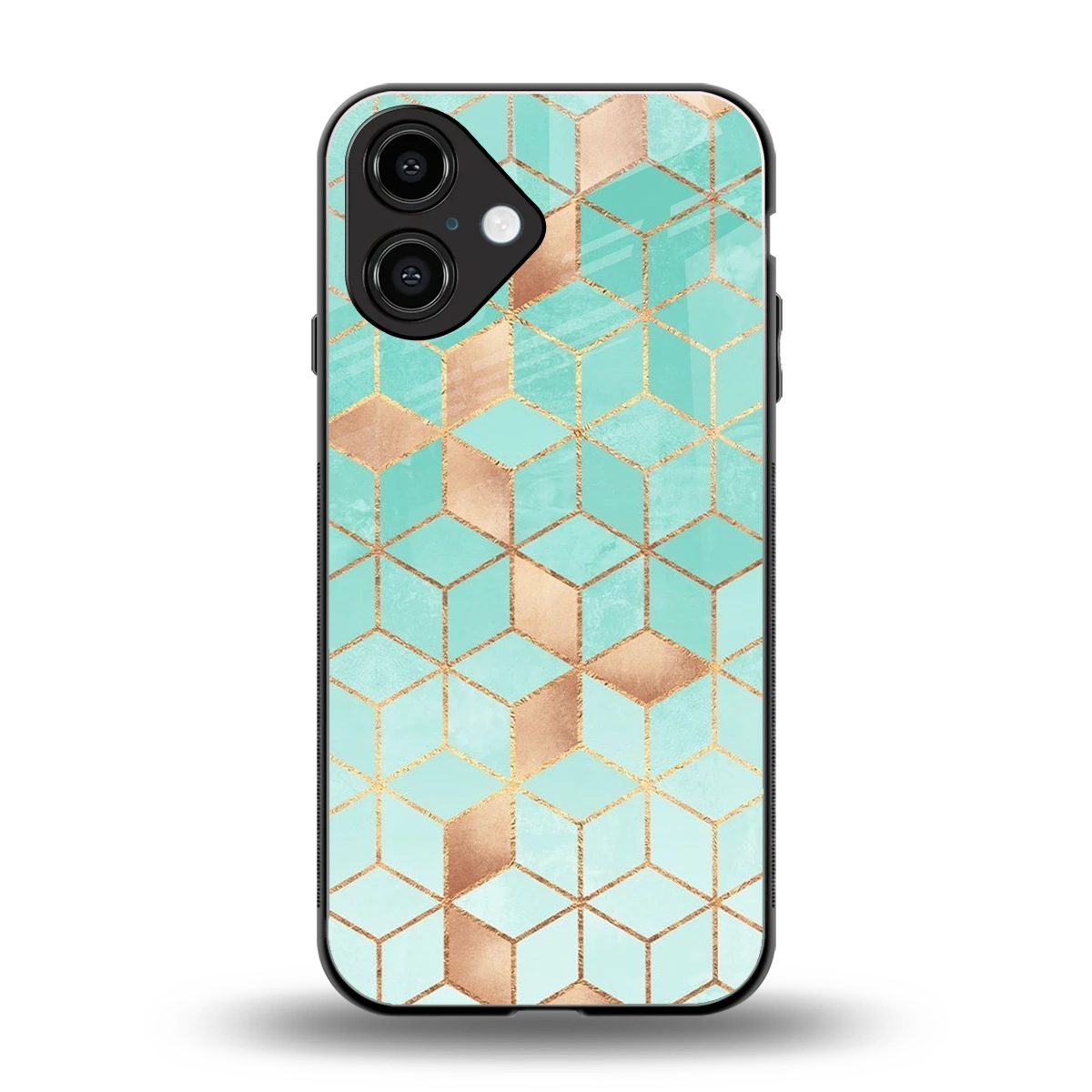 Aqua Mosaic back phone cover | glass case for iphone 16