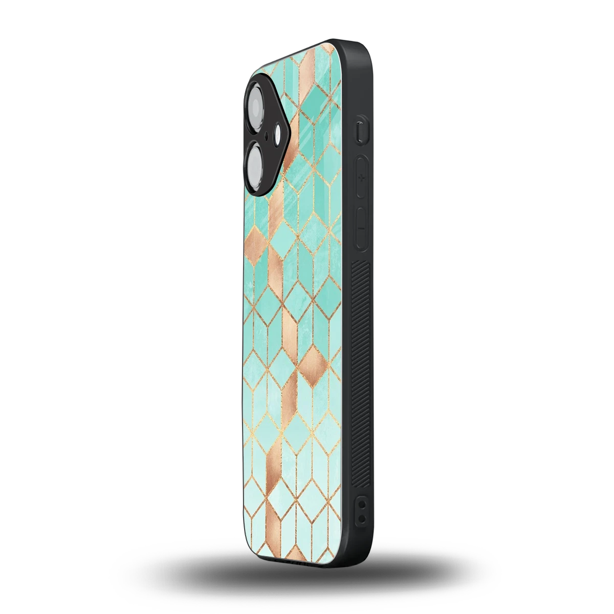 Aqua Mosaic iPhone 16 mobile cover | shockproof glass phone case
