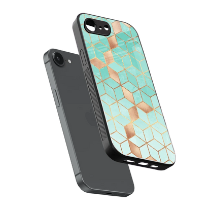 Aqua Mosaic sleek iphone 16e cover with tempered glass back and TPU edges