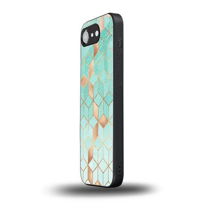 Aqua Mosaic iphone 17e mobile cover | shockproof glass phone case