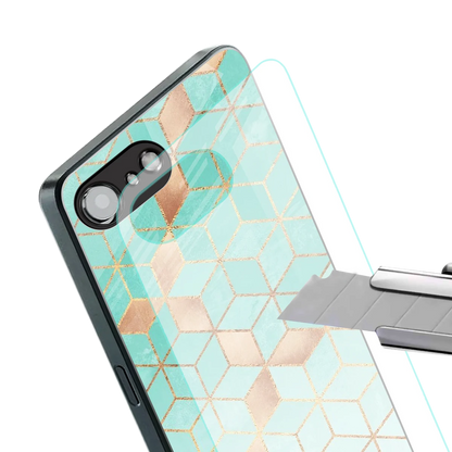 Aqua Mosaic stylish phone case for iphone 16e | glossy glass and slim fit