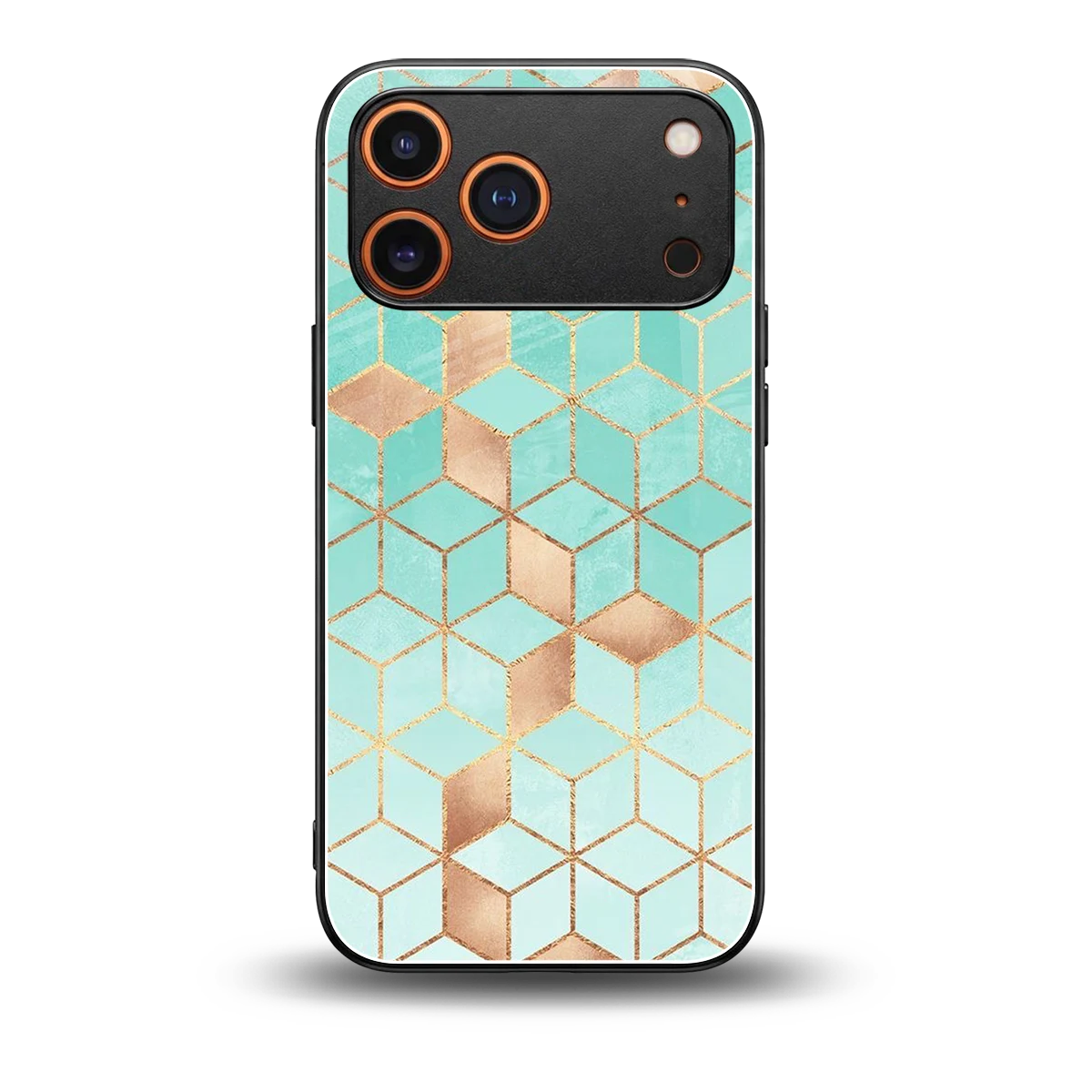 Aqua Mosaic back phone cover | glass case for iphone 17 pro max