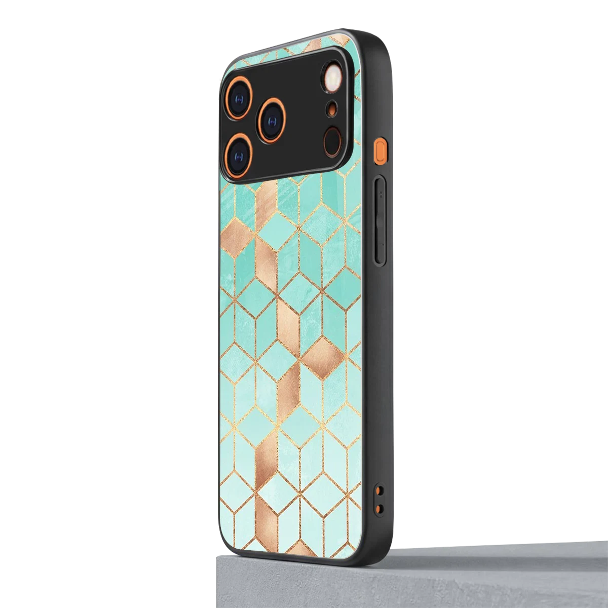 Aqua Mosaic iphone 17 pro mobile cover | shockproof glass phone case