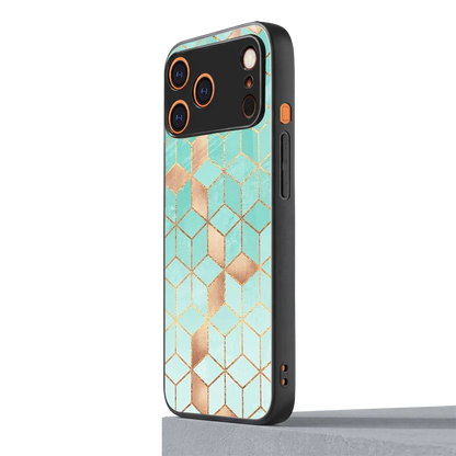 Aqua Mosaic iphone 17 pro mobile cover | shockproof glass phone case