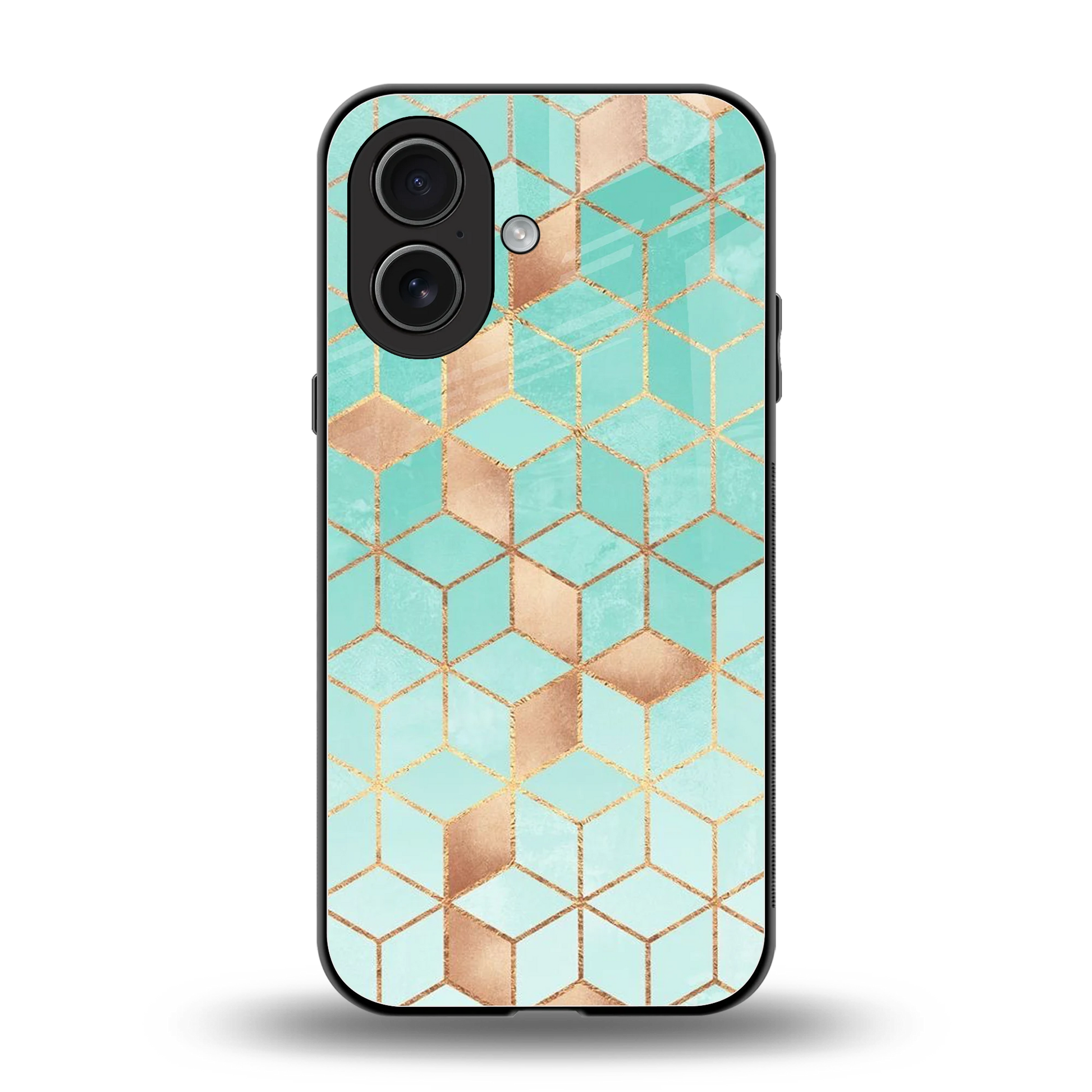 Aqua Mosaic back phone cover | glass case for iphone 17