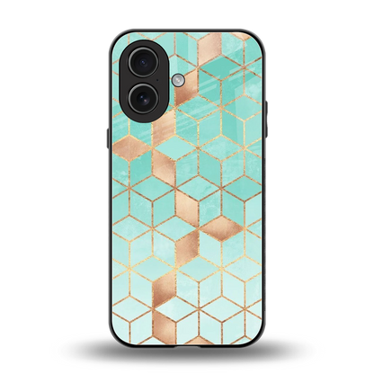Aqua Mosaic back phone cover | glass case for iphone 17