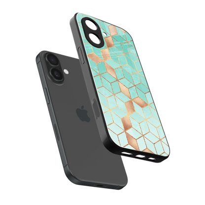 Aqua Mosaic sleek iphone 17 cover with tempered glass back and TPU edges