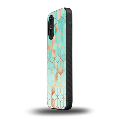 Aqua Mosaic iphone 17 mobile cover | shockproof glass phone case