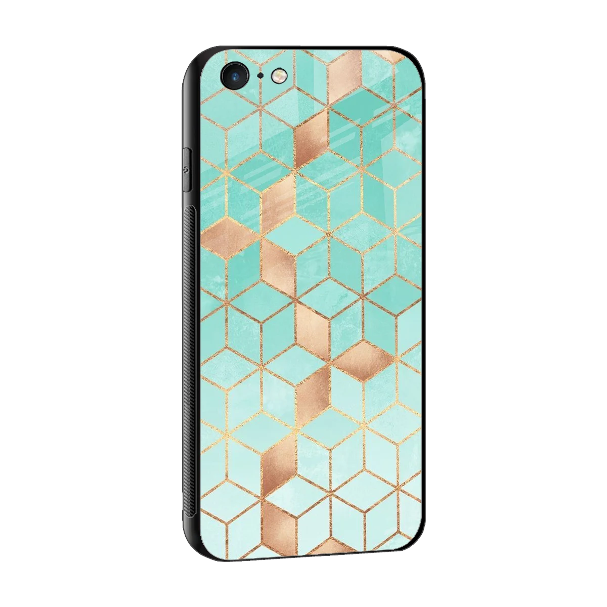 Aqua Mosaic sleek iphone 6s plus cover with tempered glass back and TPU edges