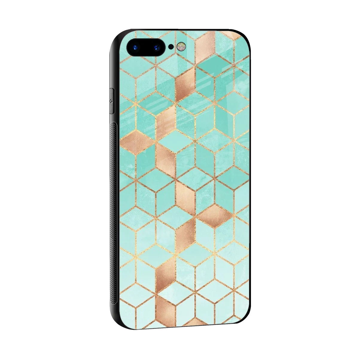 Aqua Mosaic sleek iphone 8 plus cover with tempered glass back and TPU edges